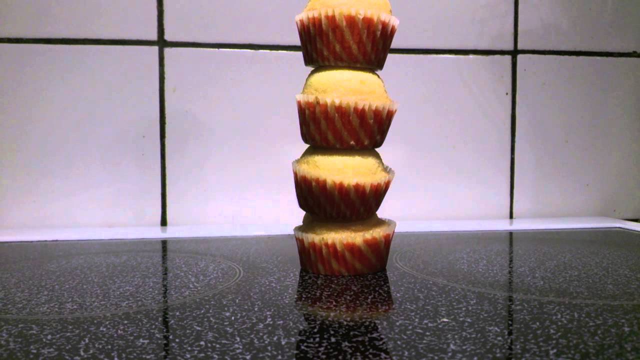 Lemon muffin tower falling over