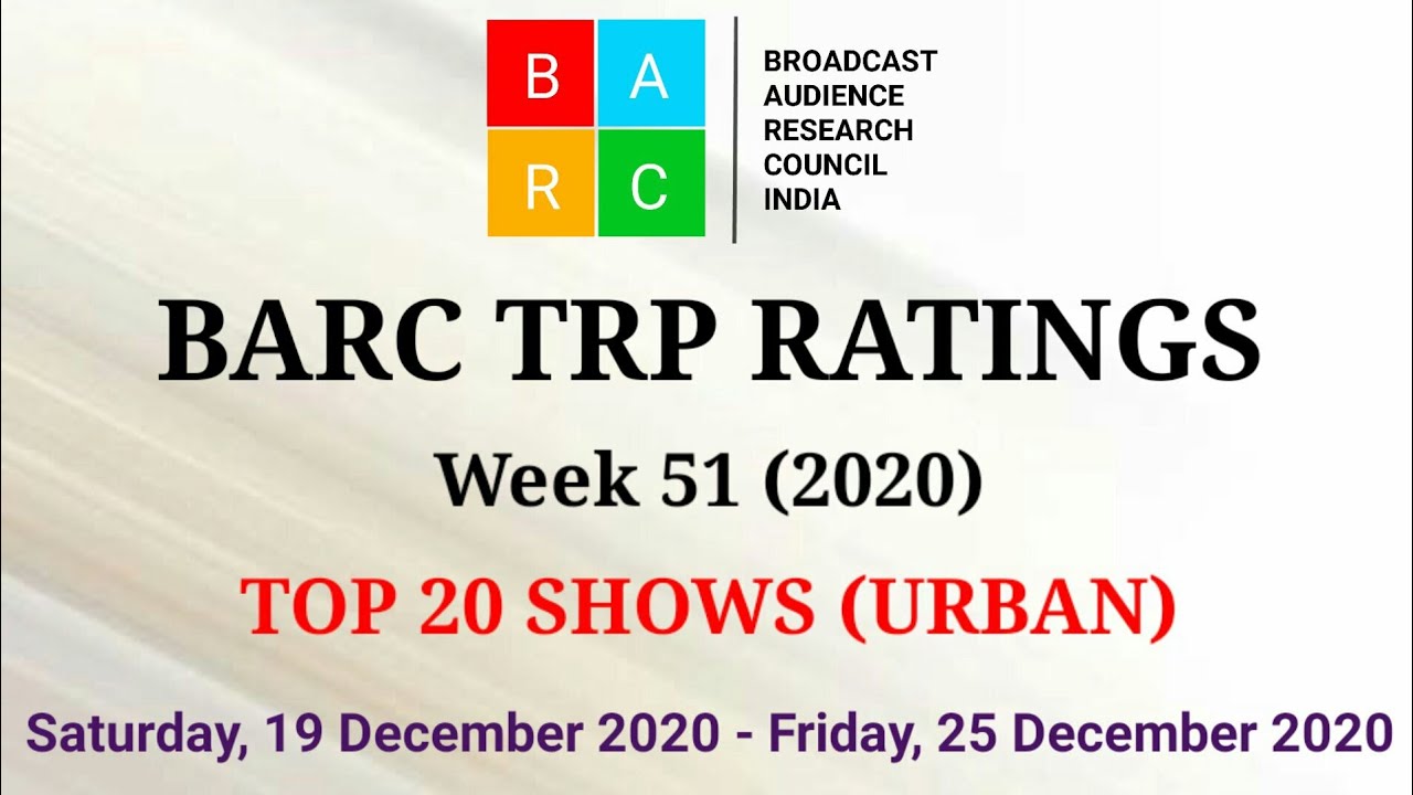 BARC TRP Ratings Week 51 (2020) : TOP 20 TV Shows (Urban)