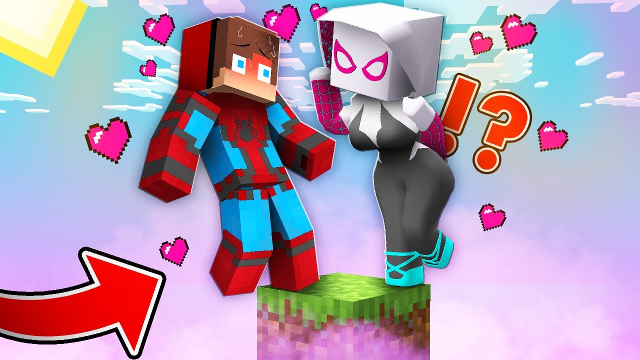 Spider-Man JJ and NEW Spider GIRL Stuck on ONE BLOCK Challenge Love Story in Minecraft - Maizen