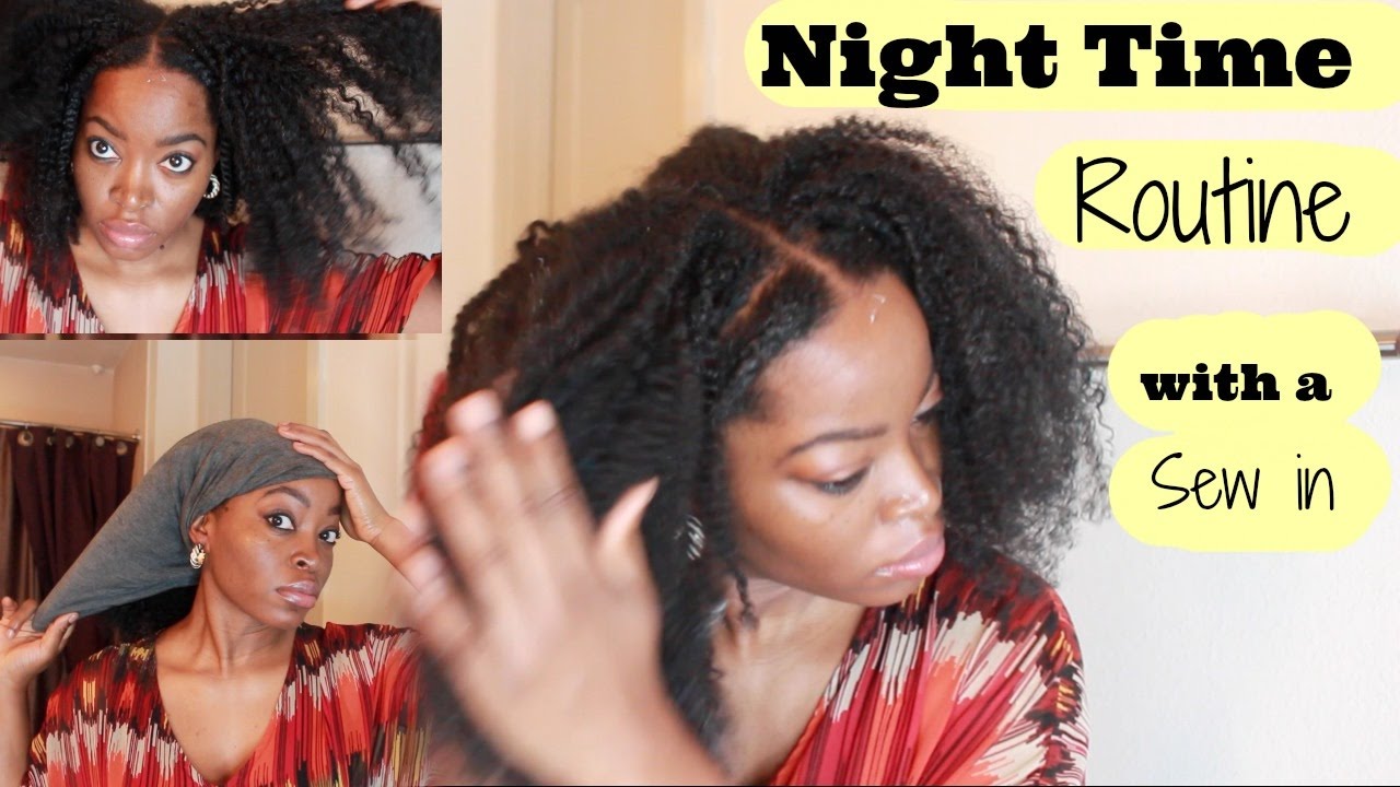 MY NIGHT TIME ROUTINE my vixen sew in ft  Hergivenhair and Curls Blueberry Bliss ( 4b/4c natural)