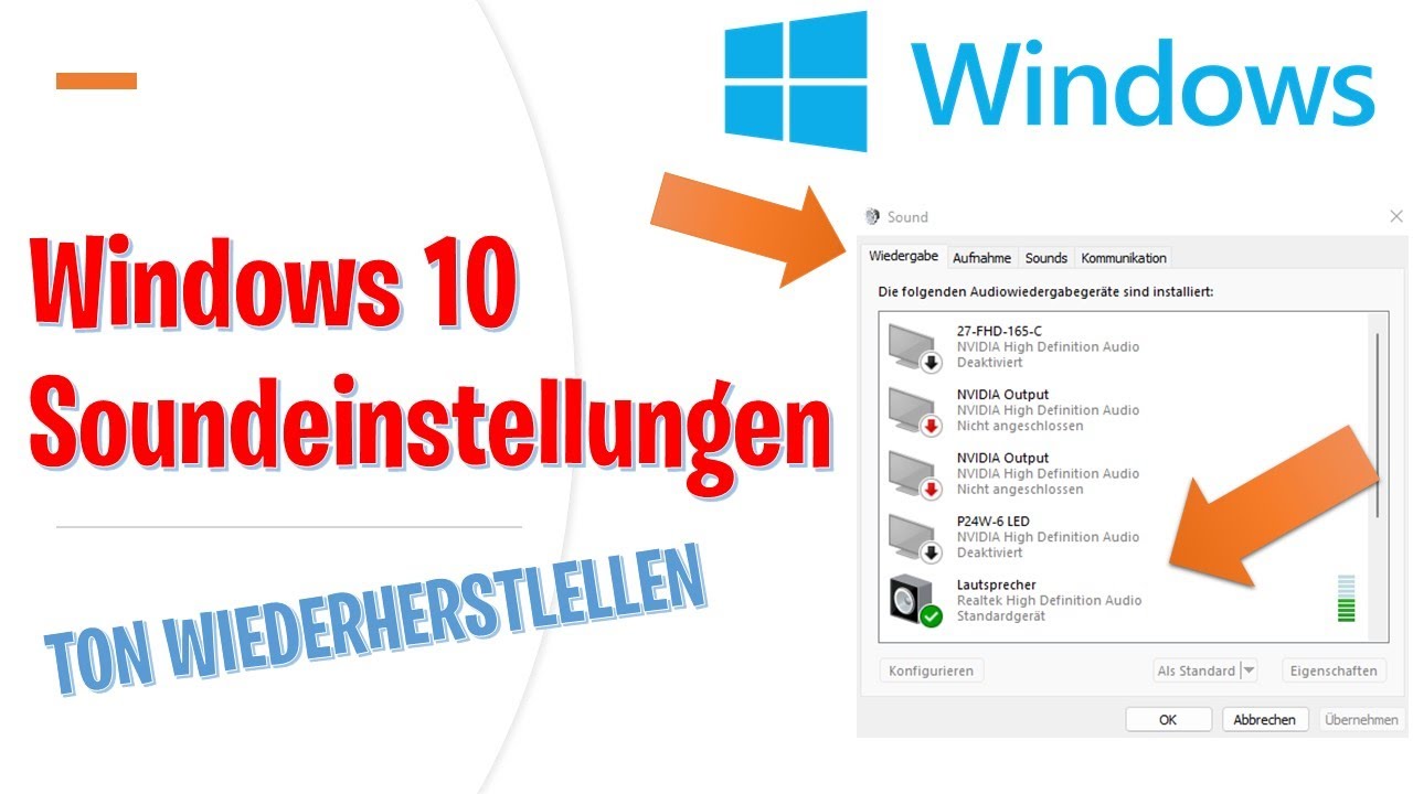 Keinen Ton (Windows 10 ) Fixen - Windows 10 Soundeinstellungen - einfach Sound einstellen Windows