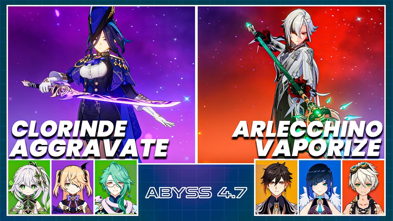 C0 Clorinde Aggravate & C0 Arlecchino Vaporize - Spiral Abyss 4.7 | Floor 12 9 Stars  Genshin Impact
