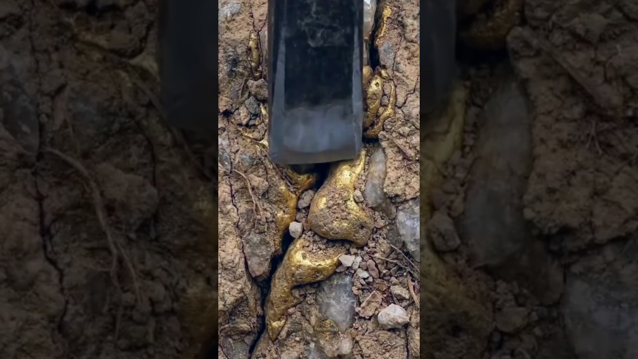 Gold Found in Rock! 😱 Natural Gold Vein Discovery Inside Quartz | Amazing Gold Mining Footage