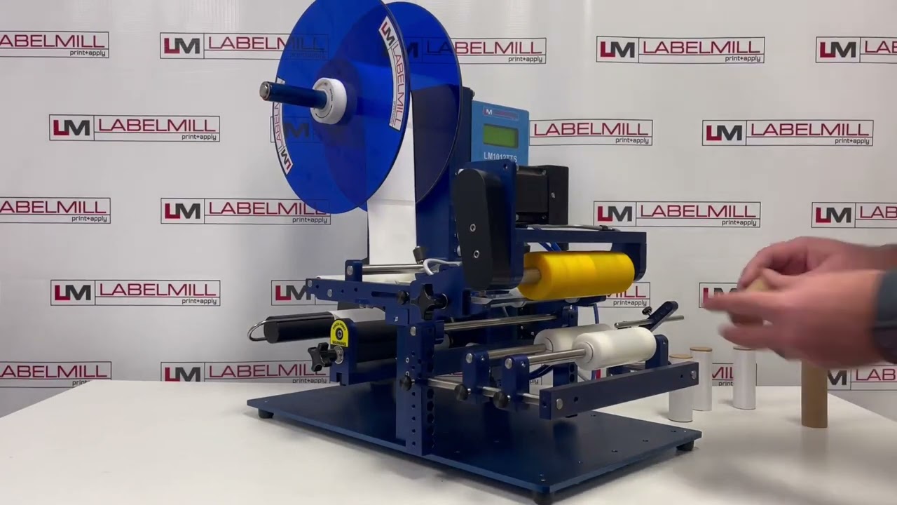 LabelMill LM1012 Table-Top Label Applicator Applying Labels to Round Cardboard Tubes & Pre-Rolls