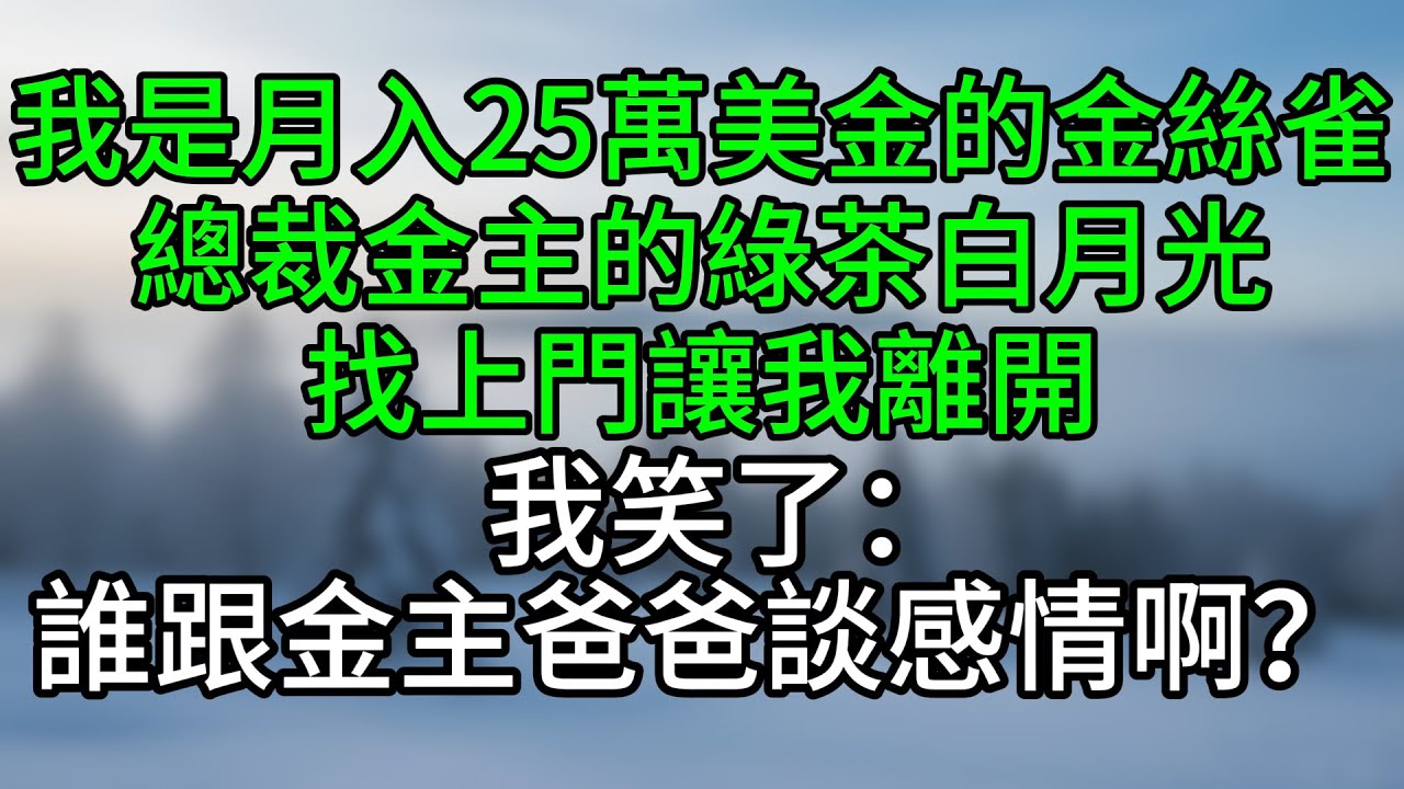 我是月入25萬美金的金絲雀，總裁金主的綠茶白月光找上門讓我離開，我笑了：誰跟金主爸爸談感情啊？#深夜淺讀 #夜讀人生 #大橘講故事 #情感故事 #講故事 #幸福生活 #深夜故事