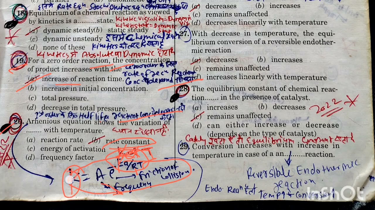 CRE Chemical Reaction Engineering Important Questions For IOCL 14 to 30 Part-2 #eforengineer 