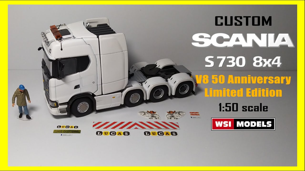 Personalización WSI Scania S730 8x4 V8 50 Anniversary Edition escala 1:50