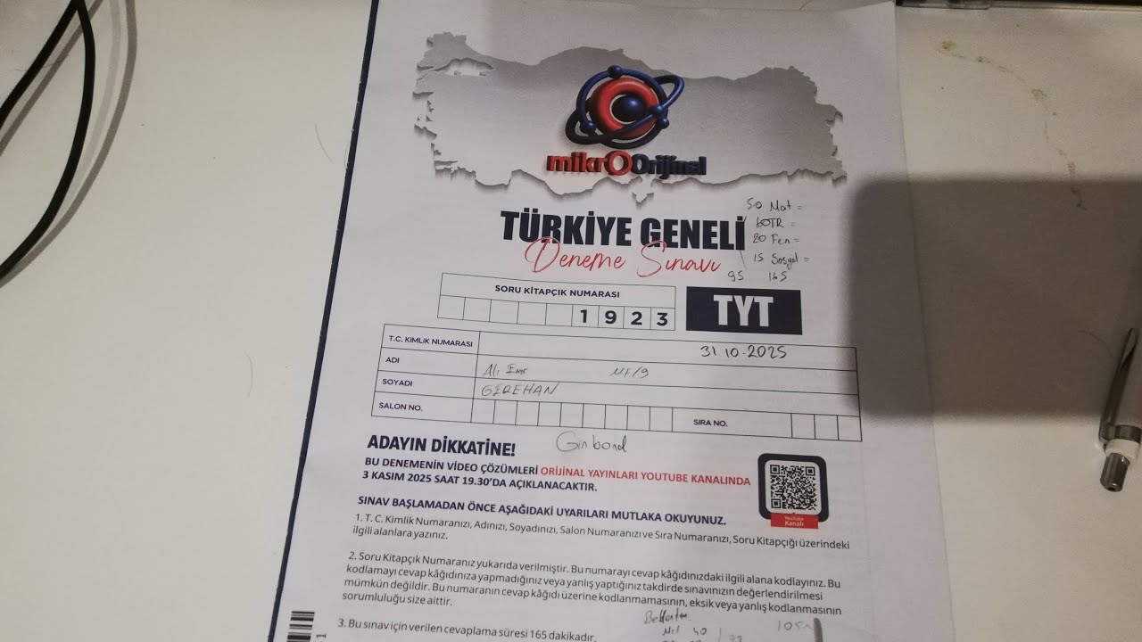 Mikro Orijinal yayınları T&uuml;rkiye Geneli Deneme sınavı yorumum #yks2026 #tyt 