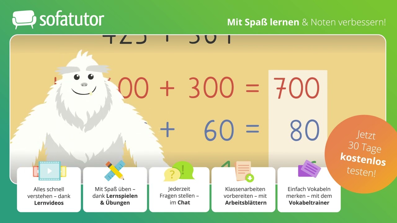 Halbschriftliche Addition einfach erkl&auml;rt &ndash; Mathematik 3. Klasse