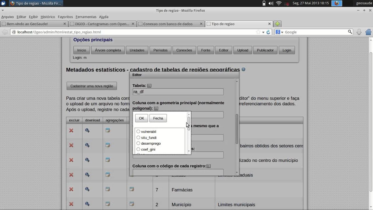 Geosa&uacute;de e cartogramas com i3Geo