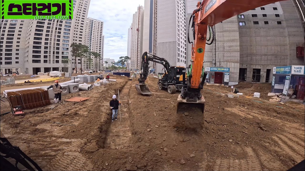 (4k)부대토목 이것저것 part5.    #operator #excavator #develon #dx170w #tiltrotator #steelwrist #포크레인 🇰🇷