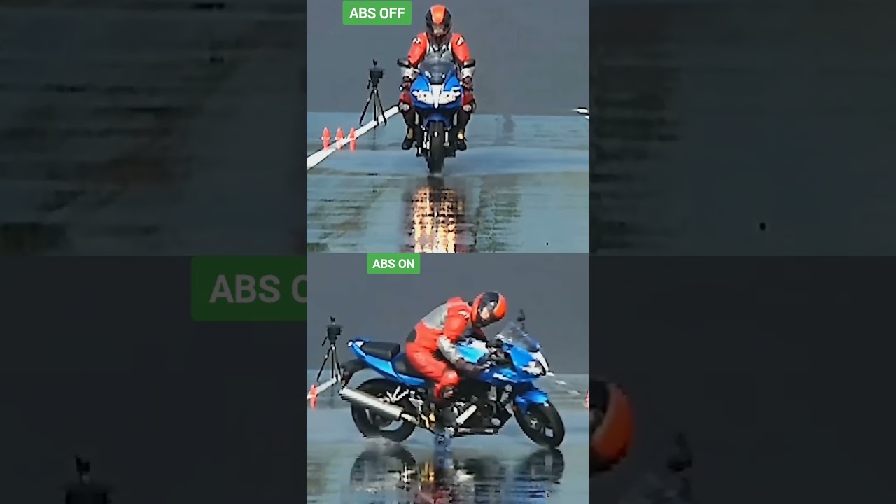 Motorcycle ABS ON vs OFF &ndash; Wet Road Braking Test