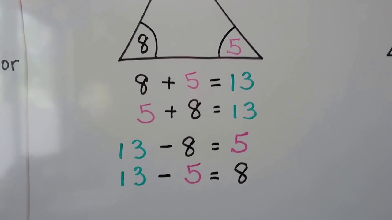 Grade 2 Math  2.11b, Fact family Triangles with missing facts
