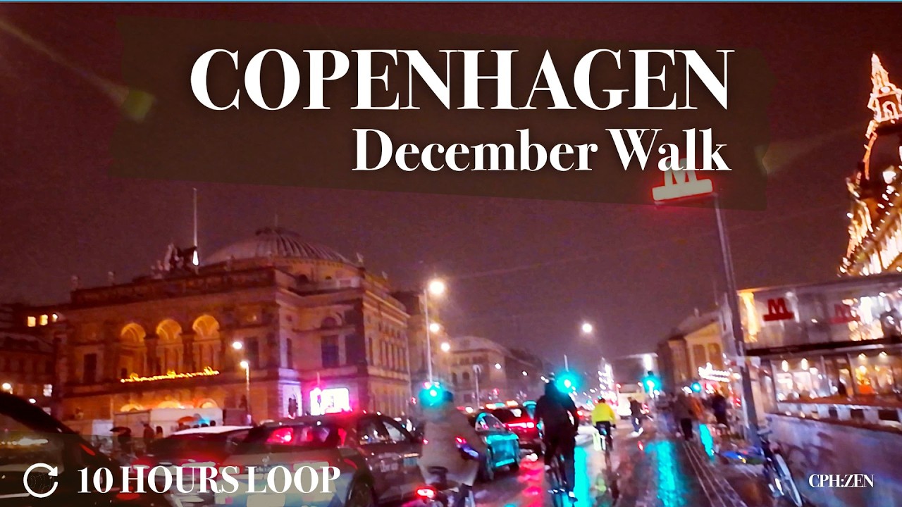 ✨ Calm Christmas Walk in Copenhagen 10 Hours Loop | Lights & Magical 4K Holiday Ambience ASMR