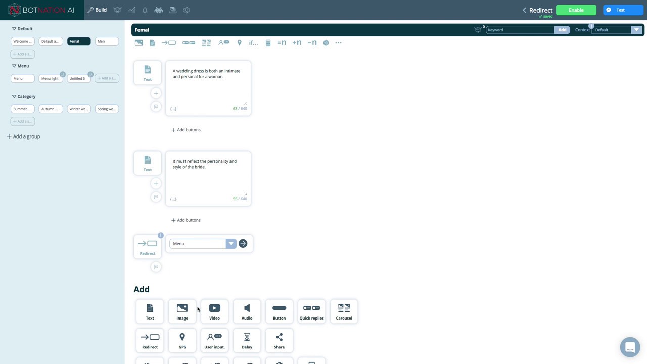Add a redirect to your flow (chatbot messenger)