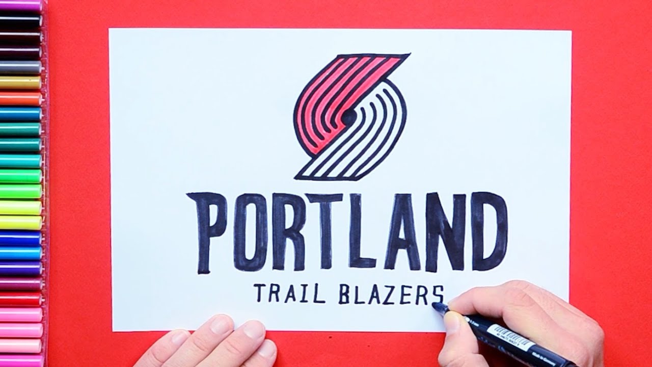 How to draw the Portland Trail Blazers logo (NBA Team)