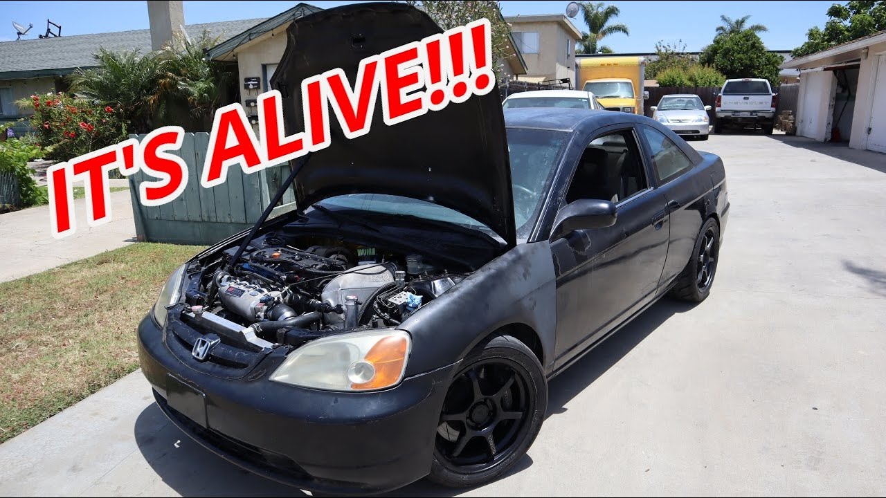 AWD Turbo Civic EM2 от Red снова на ходу с новым двигателем JDM K24a Frank