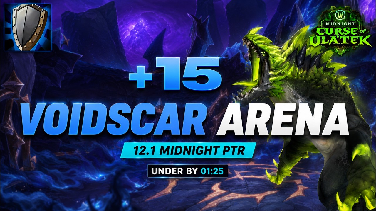 +15 Voidscar Arena | Prot Warrior PoV | 12.1 Midnight PTR