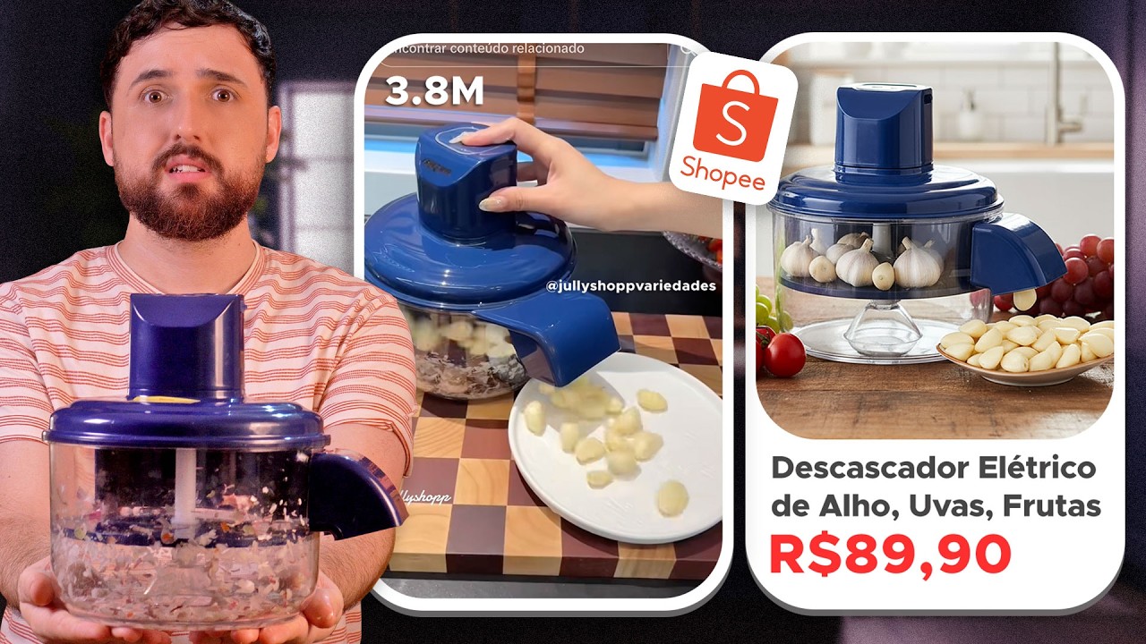 😱 Testei o DESCASCADOR DE ALHO da Shopee VIRAL NO TIKTOK | Descasca Alho, Frutas e Legumes
