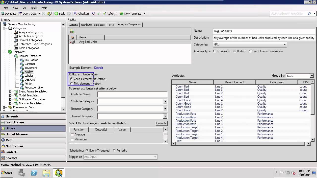 OSIsoft: Как настроить анализ накопительных данных с помощью PI AF [PI AF 2014- v2.6.0.5843]