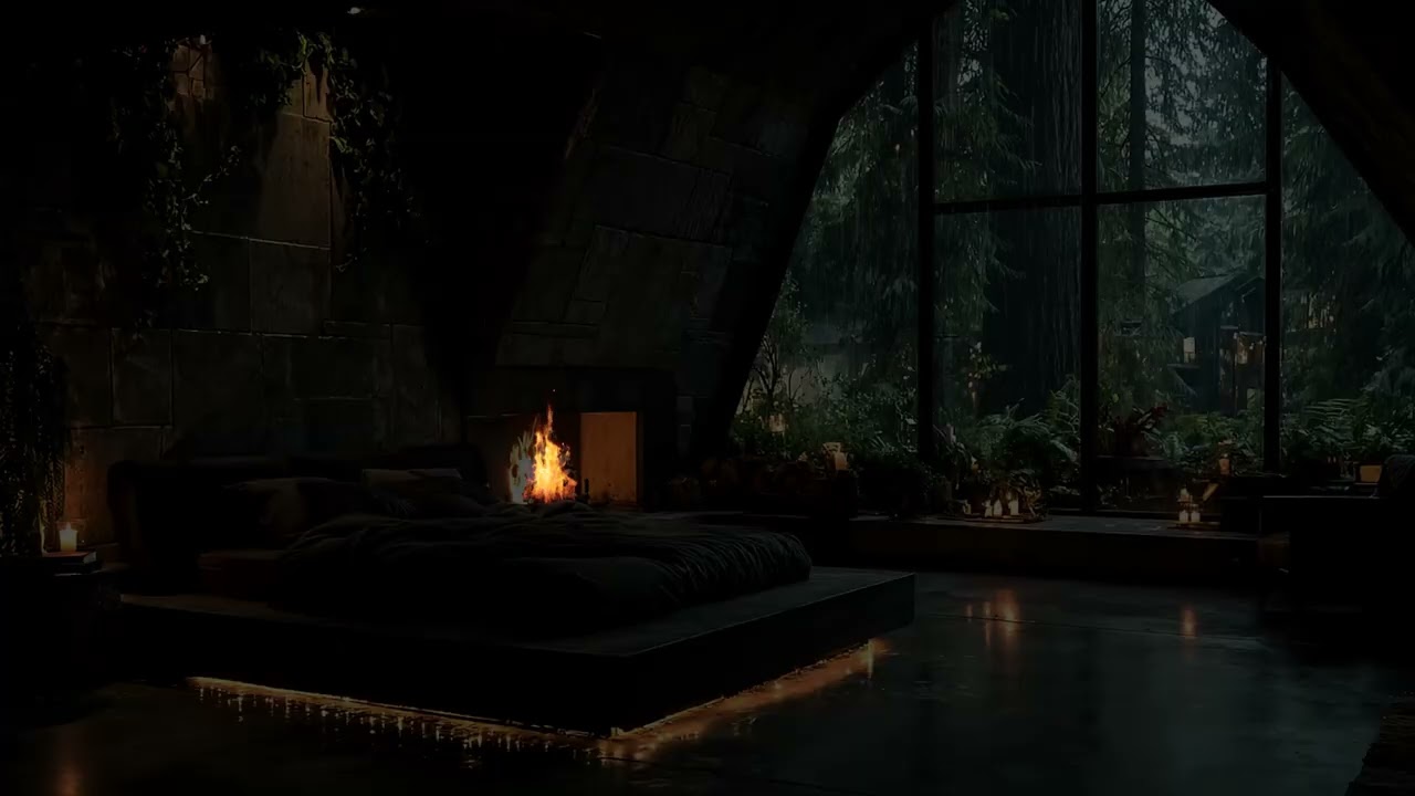 Fireplace and Rainfall Sounds for Mental Health, Deep Sleep, and Daily Relaxation