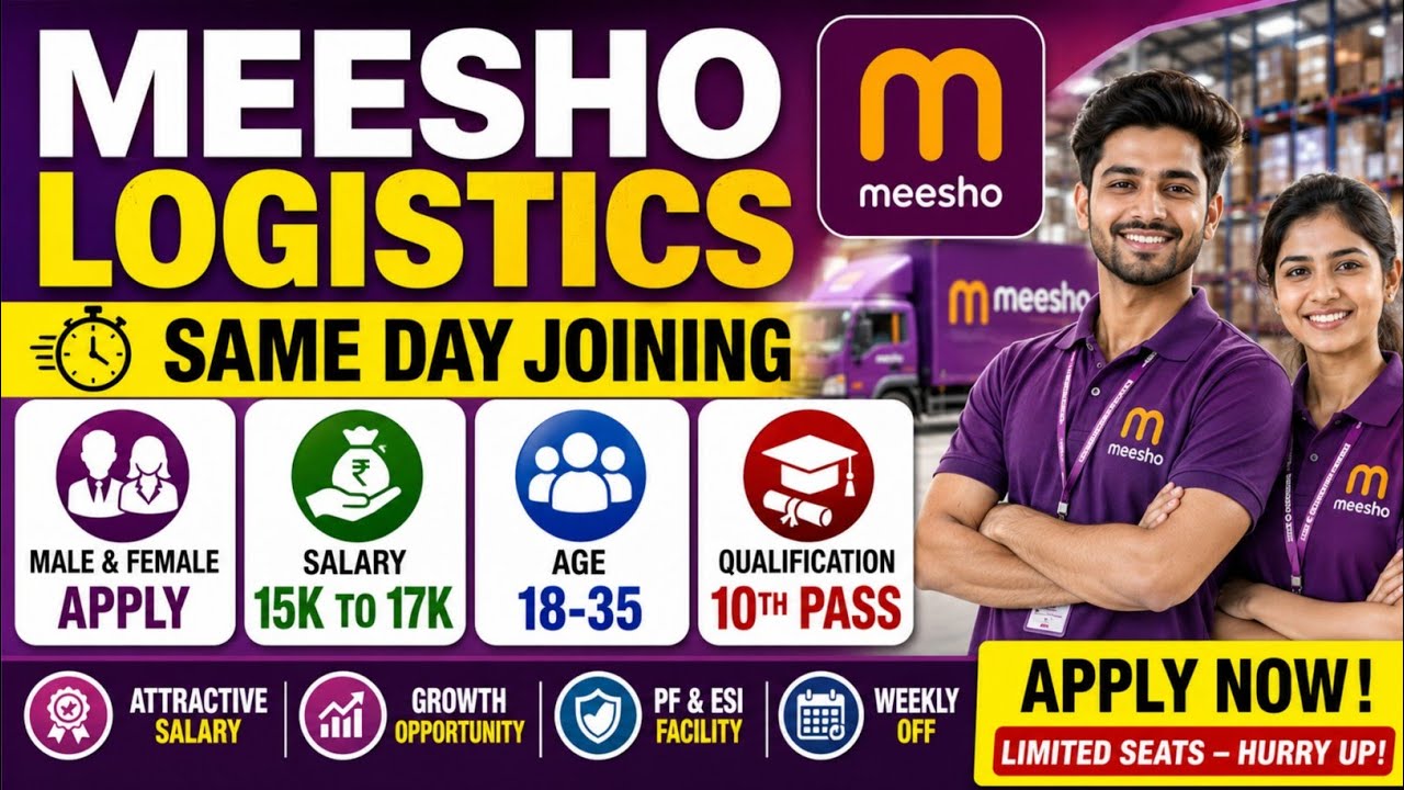 Meesho Logistics Warehouse Job In Kolkata 2026 | Permanent Job Vacancy Same Day Join 