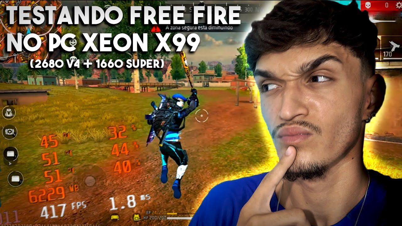TESTANDO FREE FIRE NO PC XEON X99!! (2680 V4 + 1660 SUPER)