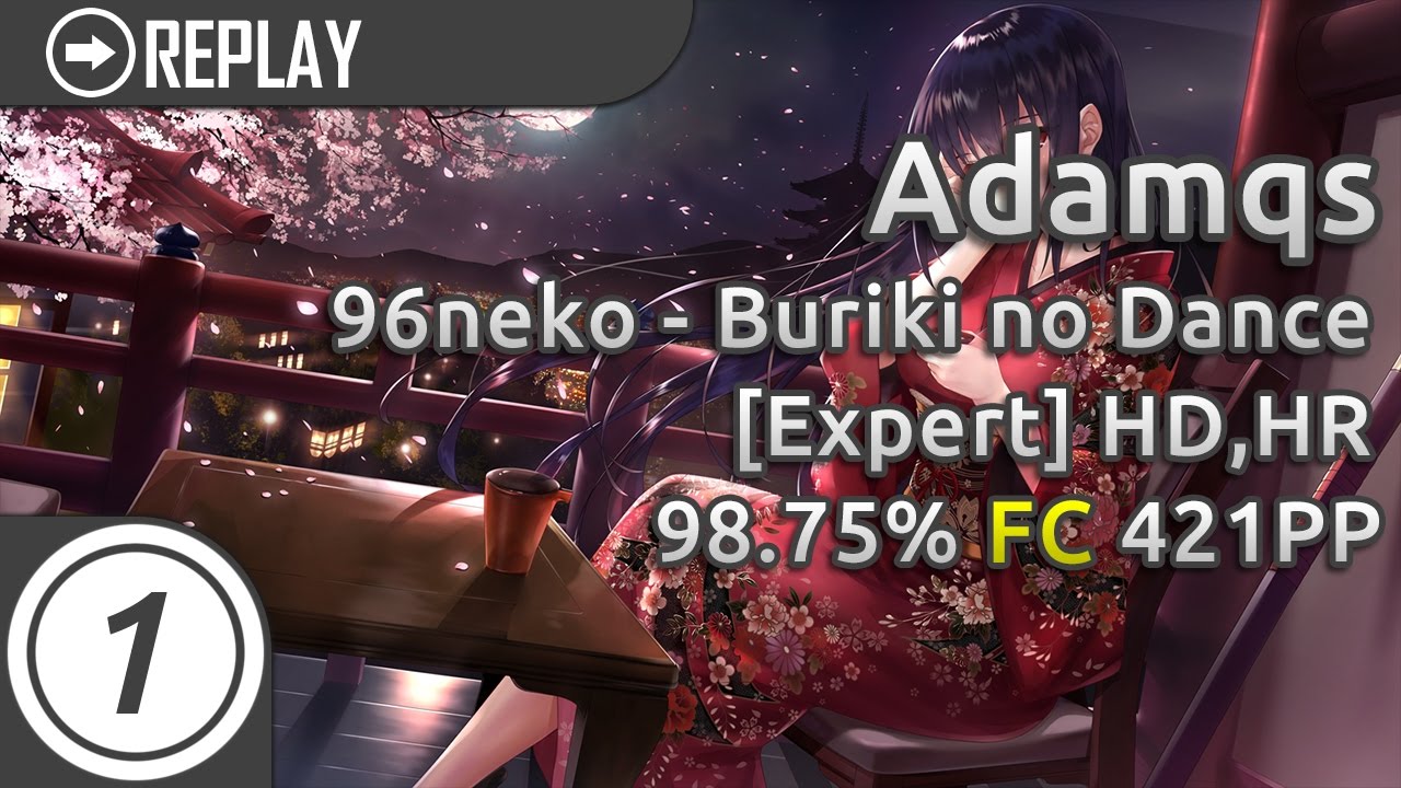 Adamqs | 96neko - Buriki no Dance [Expert] +HD,HR FC 98.75% 421pp #1