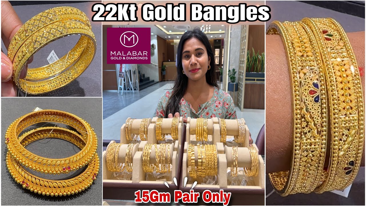 7.92Gm Starts🔥Malabar Gold Bangles Designs & Price| Light Weight Gold Bangles Designs With Weight|