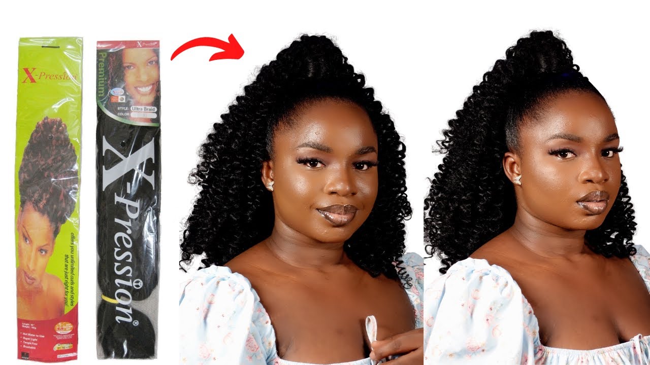 DIY CROCHET BRAIDLESS HALF UP HALF DOWN USING BRAIDING HAIR | EXPRESSION ATTACHMENT