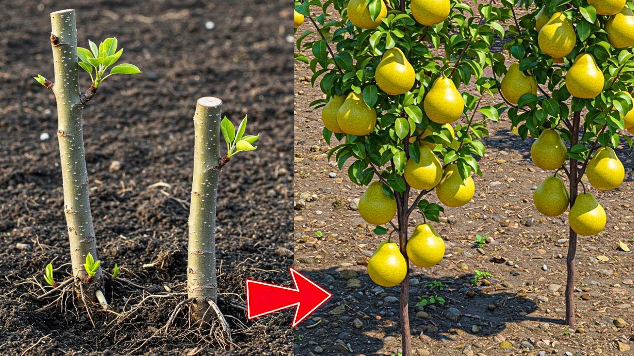 Place 1 Cutting in Soil! Pear Tree Will Quickly Grow Roots, Branches and Bear Fruit Fast