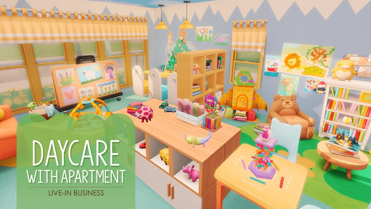 Daycare Centre with Apartment Upstairs | The Sims 4 Stop Motion Build | NoCC