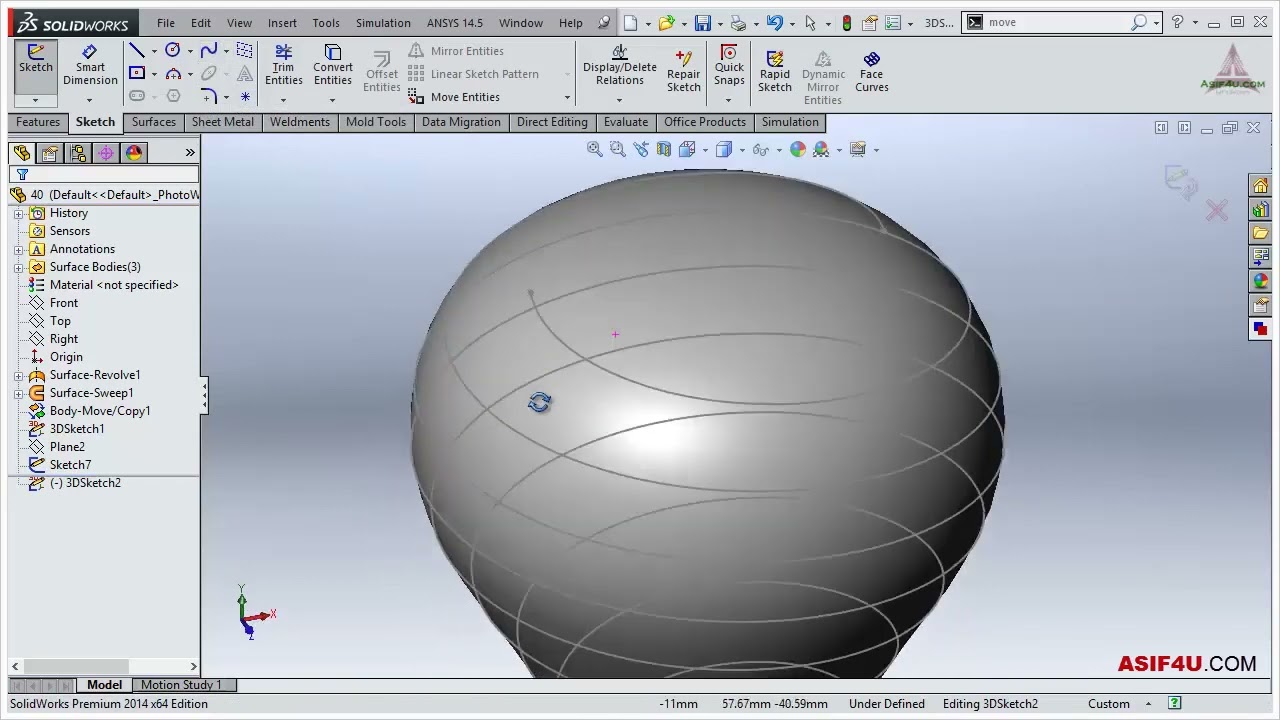 Spline on surface from solidworks 2014