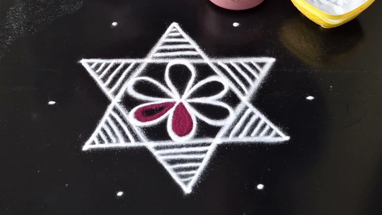 Simple and easy lotus kolam//5&times;3dots//simple rangoli design//daily muggulu//easy rangoli 