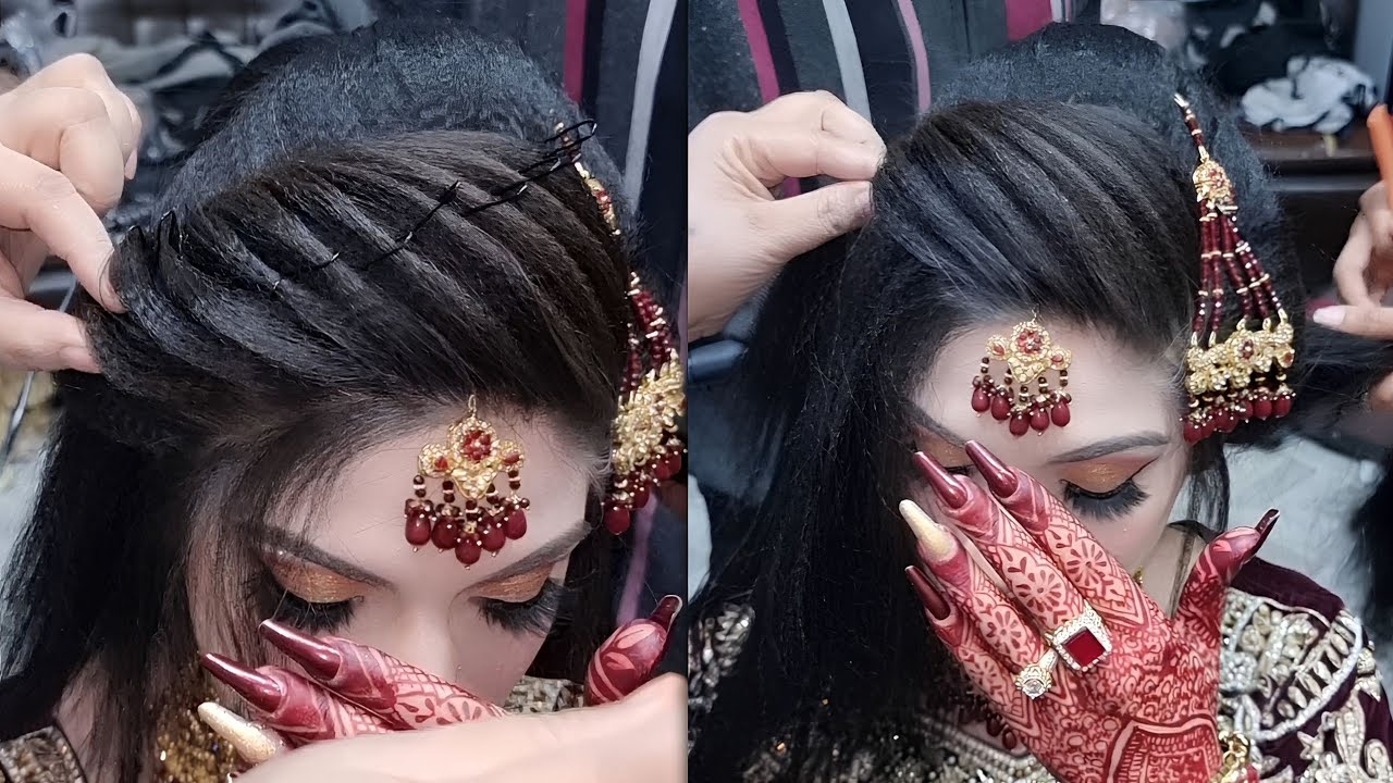 How To Create Front lines Variation || Bridal High Side Puff Hairstyle