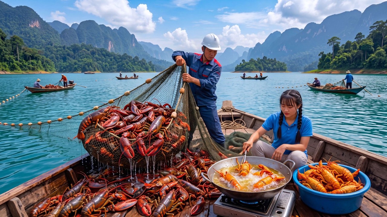 Harvesting 2,000 Alaska Lobsters To Make Fried Lobster And Take Them To The Market Sell | Farm Life