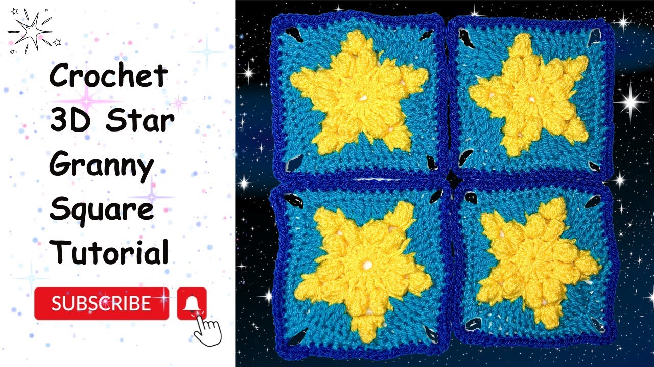 3D Star Granny Square Crochet Tutorial   Beginner Friendly
