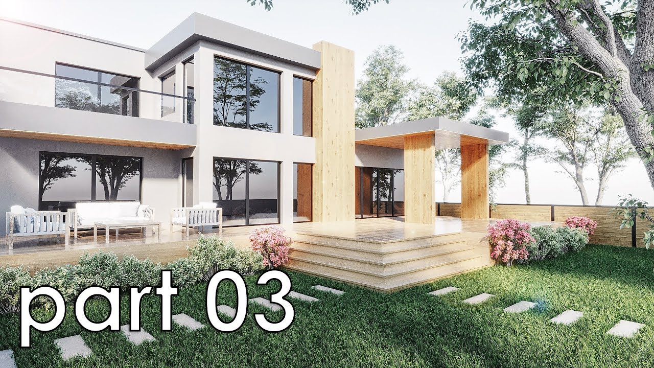 3dsmax Exterior Villa Tutorial Corona Render part03