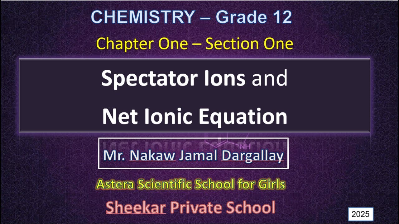 Chemistry grade 12 - Net Ionic Equation and Spectator Ions - Mr. Nakaw Jamal Dargallay