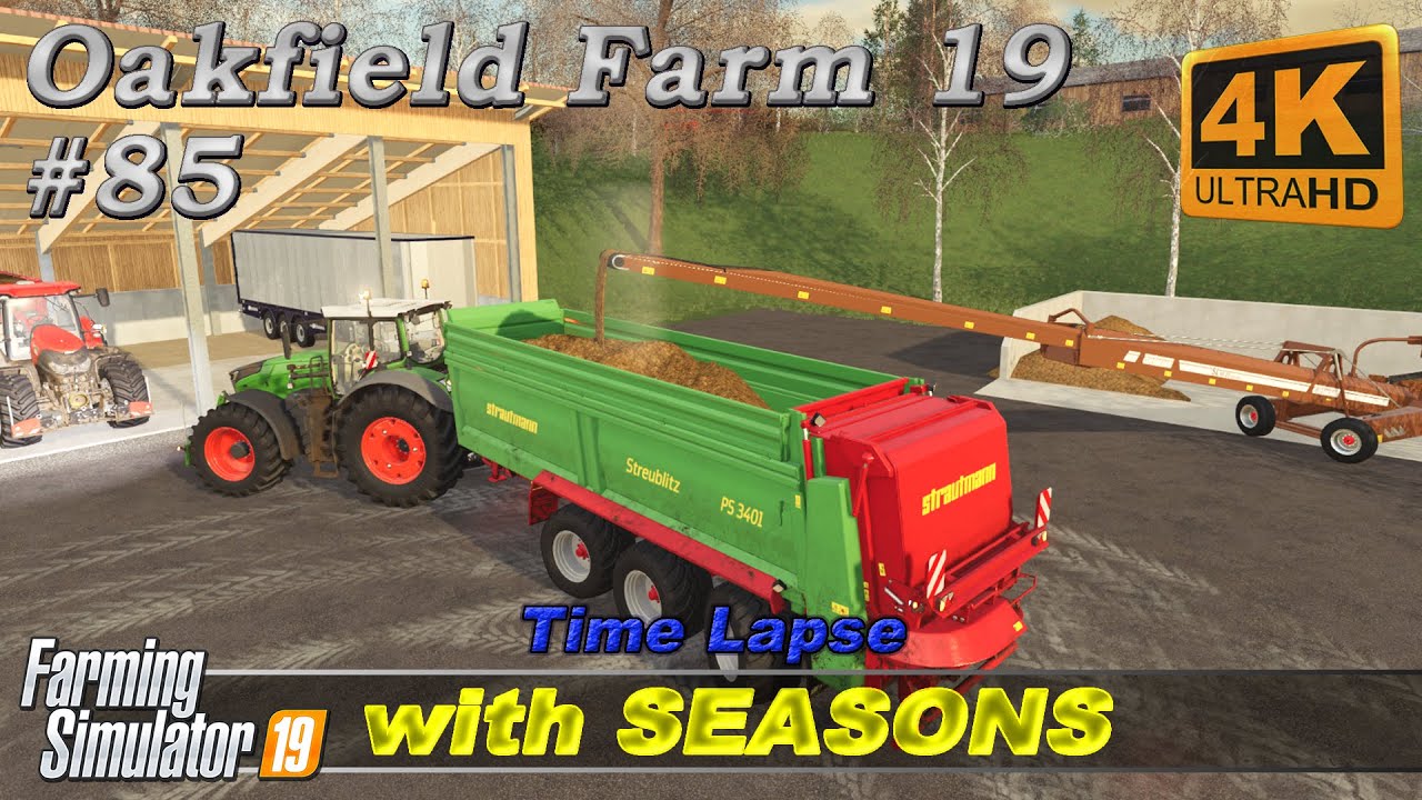 Plowing, spreading lime and manure | Oakfield Farm with Seasons #85 | FS19 TimeLapse | 4K(UltraHD)