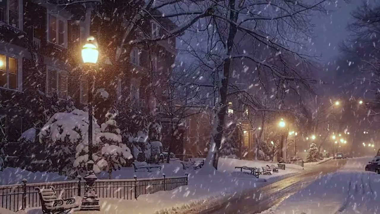 Snow Falling Softly for Stress Relief and Focus  3 Hours