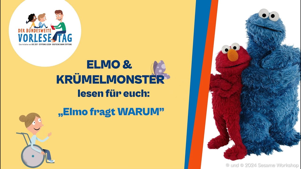 Der Bundesweite Vorlesetag 2024: Das Krümelmonster liest Elmo aus 