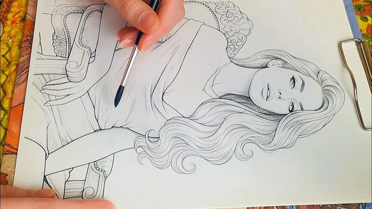 Watercolor ASMR | Coloring a Beautiful Portrait (Soft-Spoken with a Russian Accent)