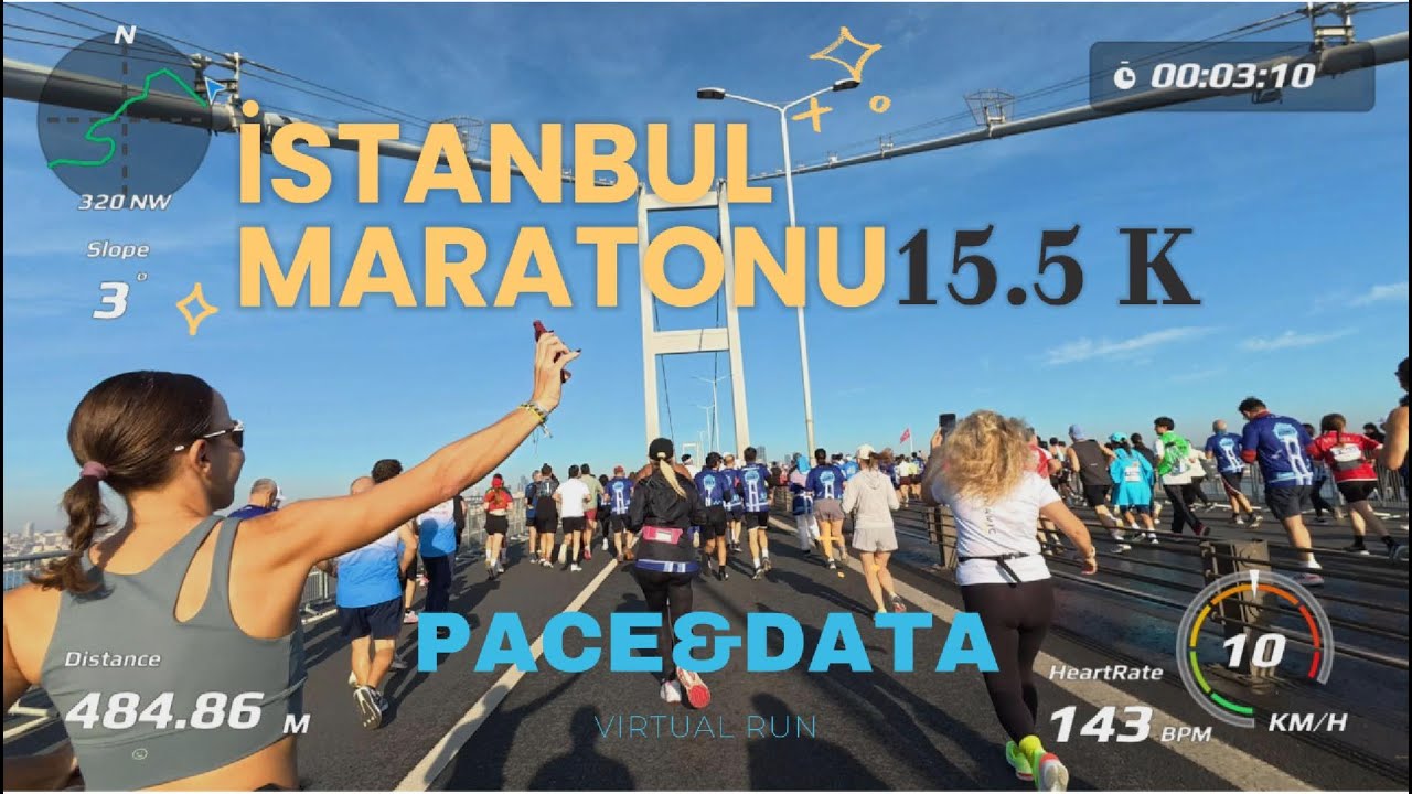 İstanbul Maratonu 15.5K | + Canlı Pace & Nabız Verileri | Virtual Run
