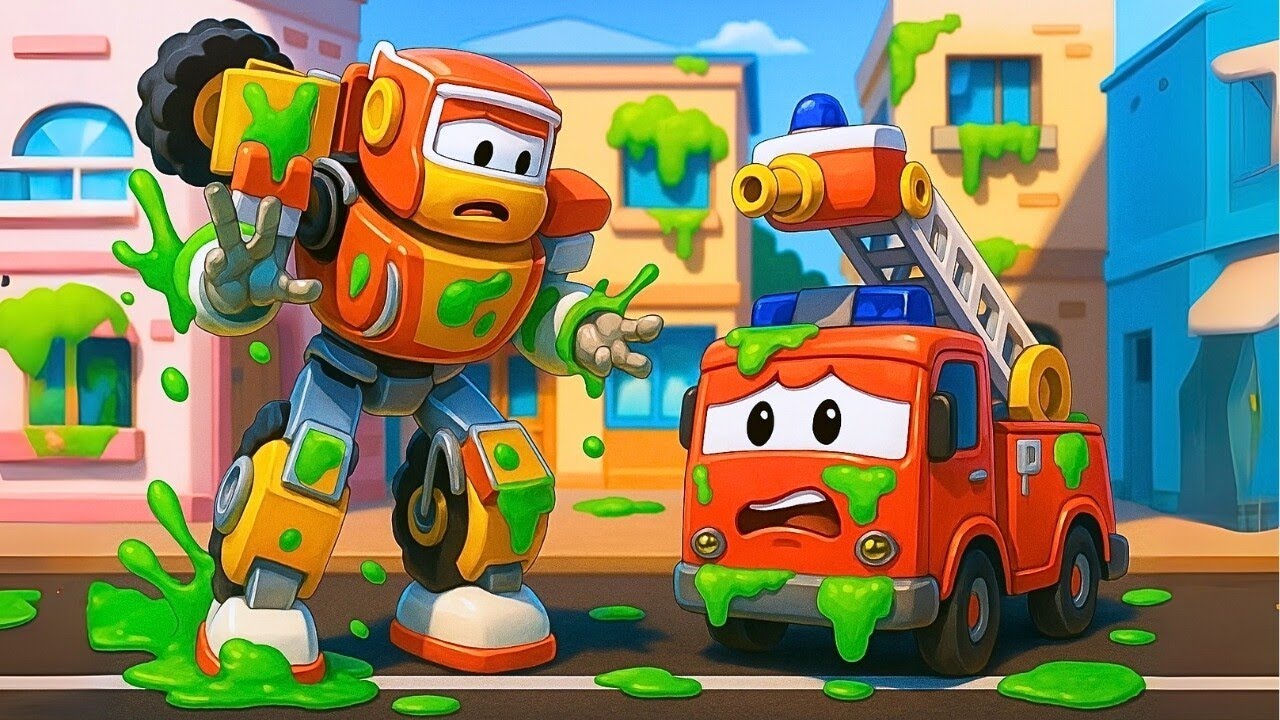 Слизневая атака! 💚 Робофьюз на помощь 🚗 Транспорт для детей