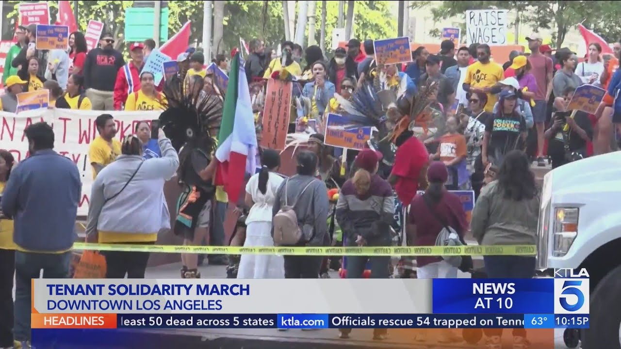 Thousands marched in downtown L.A. protesting rising rent, lack of affordable housing