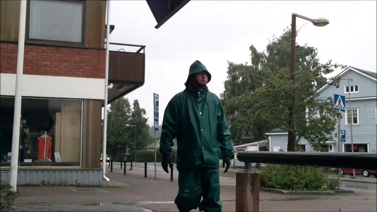 walk in green rainwear