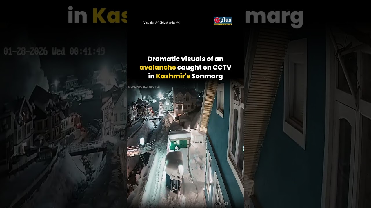 Dramatic visuals of an avalanche caught on CCTV in Kashmir's Sonmarg