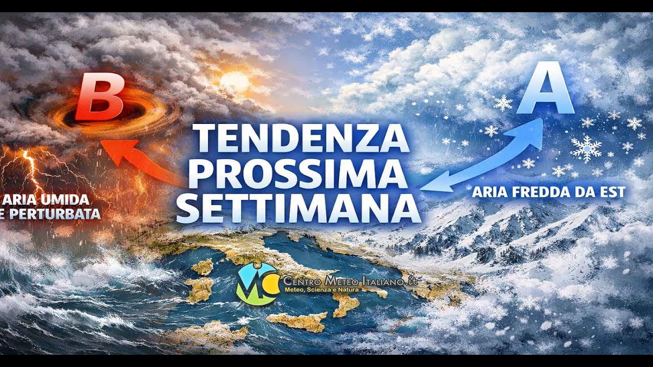 METEO - prossima settimana torna il maltempo, anche intensi su alcune regioni