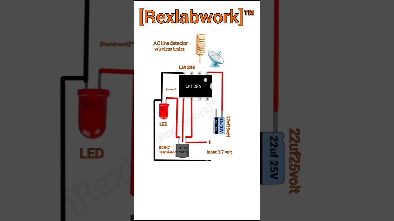 Electronic project LM386 AC non contect wairles tester#electrical #electronic #diycircuit #lm386